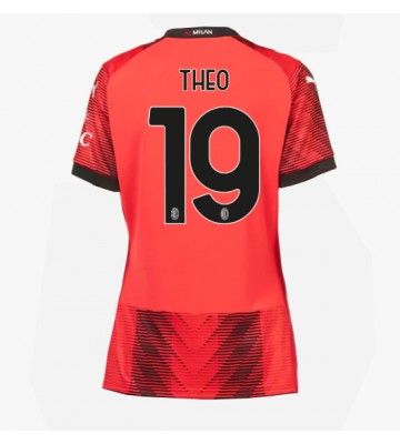 AC Milan Theo Hernandez #19 Primera Equipación Mujer 2023-24 Manga Corta